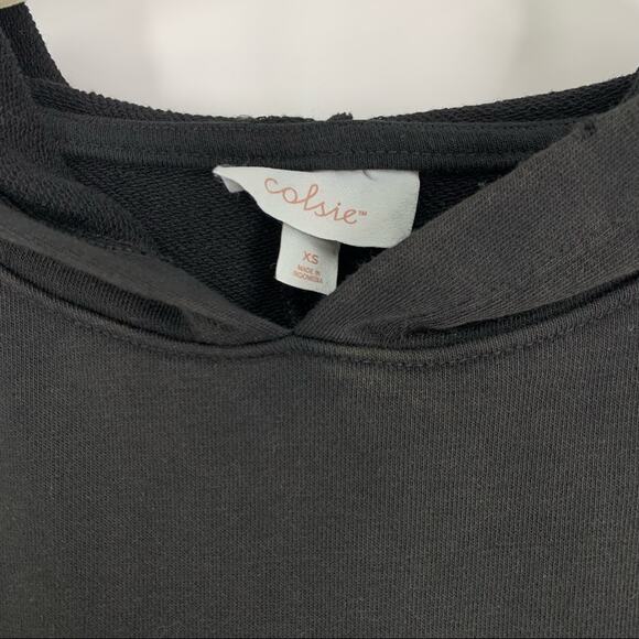 Colsie Hooded Sweatshirt XS Black Kangaroo Pocket NWT - Picture 5 of 10